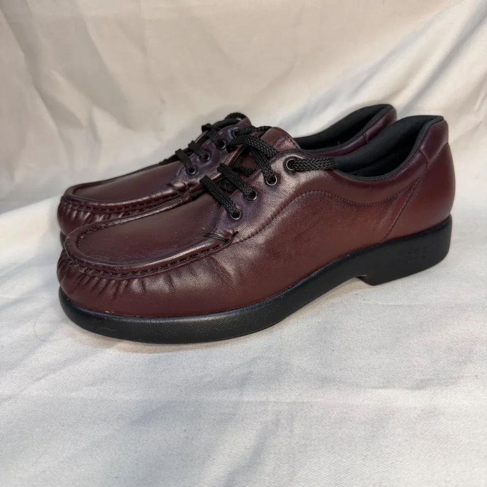 SAS Free Time Burgundy Leather Comfort Walking Shoes Womens 9.5 S Slim USA Made
